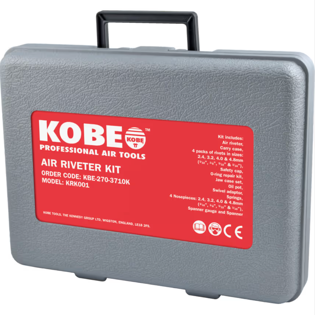 Durable grey protective carry case for Kobe KBE2703710K, Red Line Professional KRK001 Air Riveter Kit 1/4" inlet NPT.