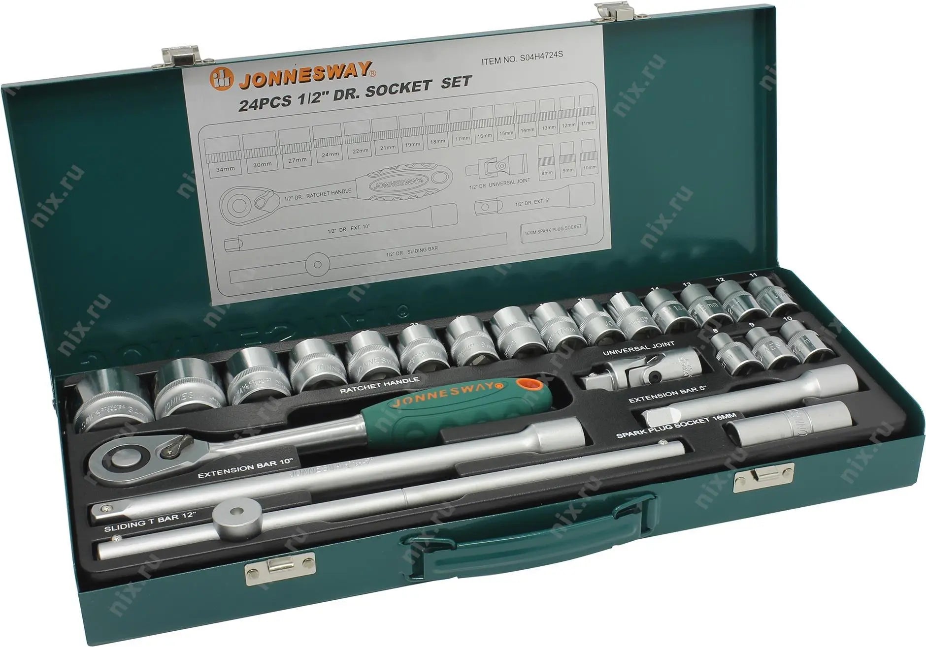 Jannes Socket JONNESWAY S04H4724S SET OF SOCKET HEAD 1/2