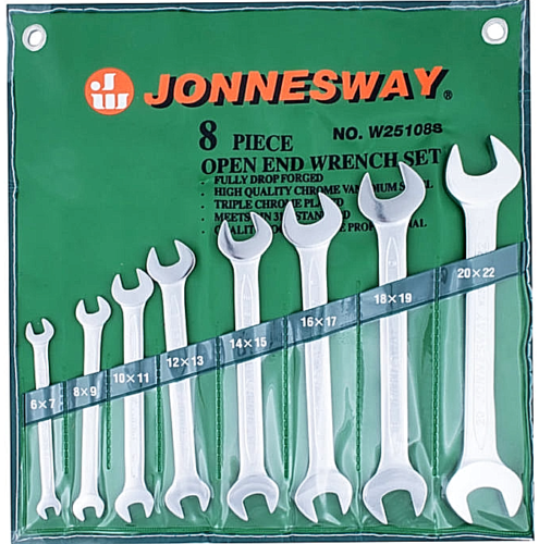 JONNESWAY W25108S 8 PCS OPEN END WRENCH SET METRIC 6-22 MM