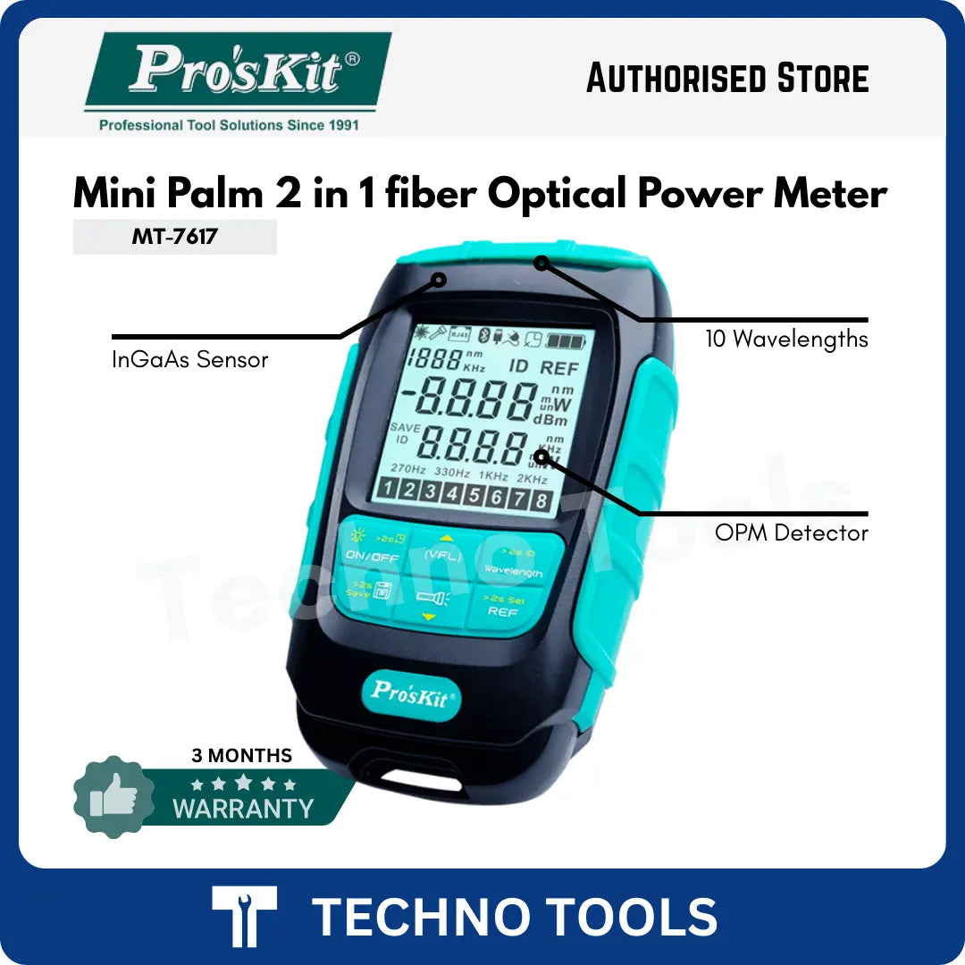 PRO'SKIT MT-7617 Mini Palm 2 in 1 fiber Optical Power Meter LED Flashlight (No Laser) | 3 Months Warranty PRO'SKIT