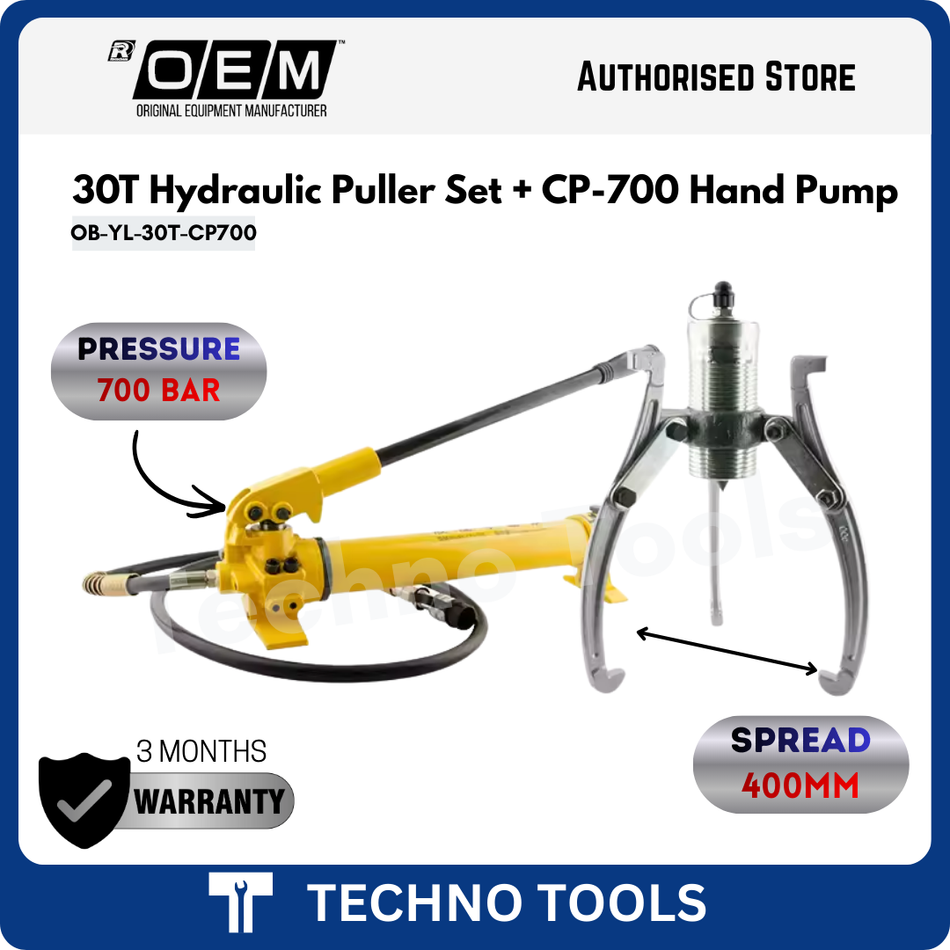 30Ton Hydraulic Puller Set c/w Hand Pump OEM