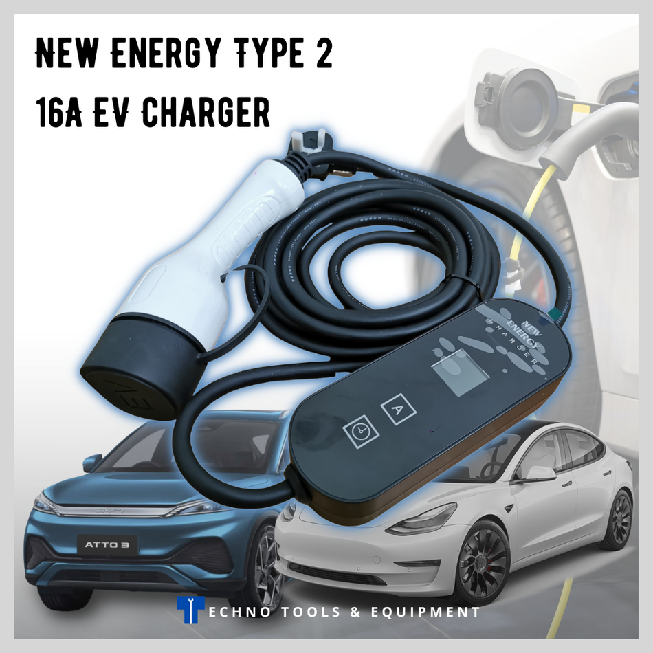 EV Charger Type 2 Portable Charger 3 pin plug 5 Meter UK Socket, 3.5kwh for Tesla, BYD Malaysia