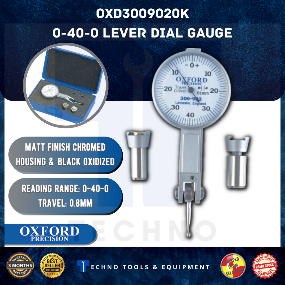 OXFORD OXD3009020K LEVER DIAL GAUGE 0.8mmx0.01mmx0-40-0