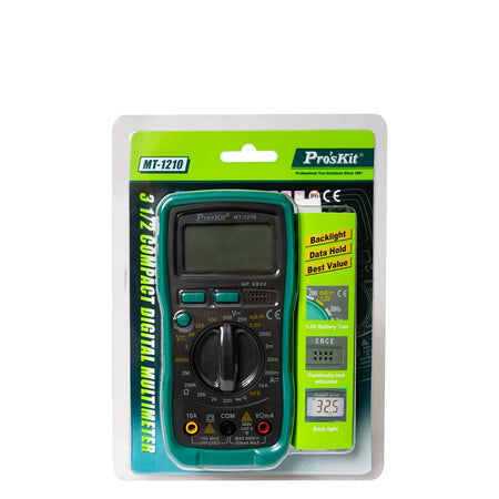 Pro'sKit MT-1210 compact digital multimeter, with packaging view, available in KL, Selangor now. 