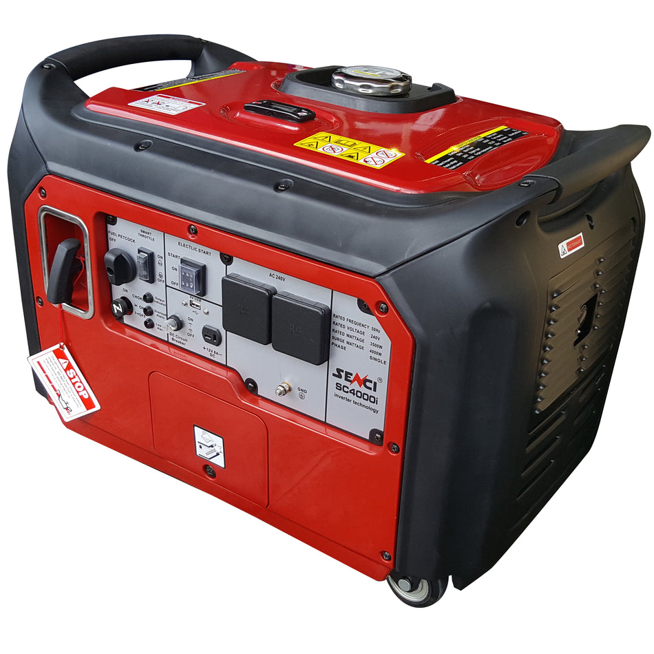 SENCI QUIET INVERTER GENERATOR 4KW, 7.5HP, 12L, 55KG SC4000i