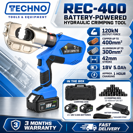 REC-400 10-400mm² Battery-Powered Hydraulic Crimping Tool - Heavy Duty OEM