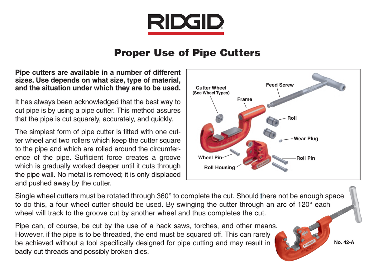 RIDGID 32825	2-A 1/8" - 2" 3 Wheel Heavy Duty Pipe Cutter RIDGID