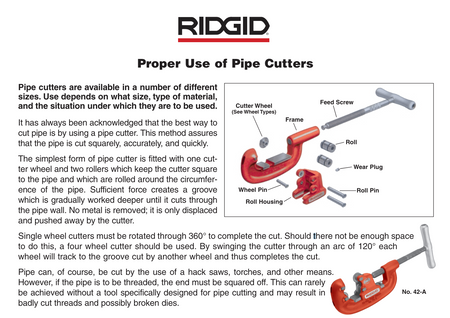 RIDGID 32825	2-A 1/8" - 2" 3 Wheel Heavy Duty Pipe Cutter RIDGID
