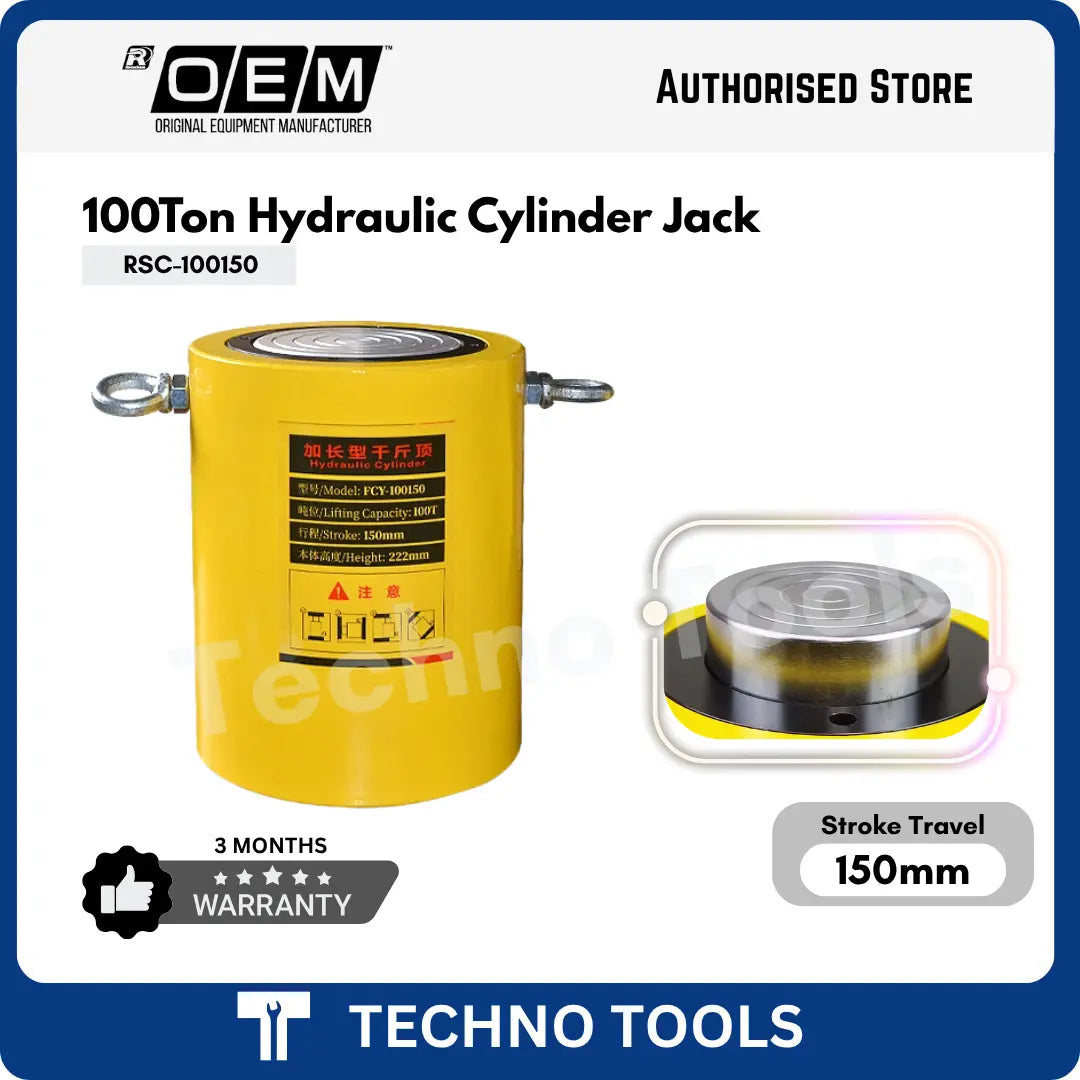 HYDRAULIC CYLINDERS - SINGLE ACTING 100 TON 100/150MM STORKE RCS-100100 RSC-100150 | 3 MONTHS WARRANTY OEM
