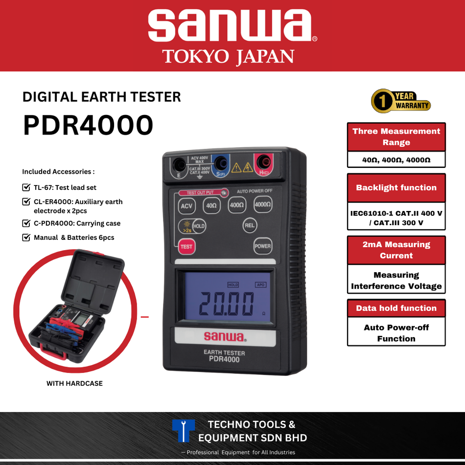 SANWA PDR4000 Digital Earth Tester (PDR4000)