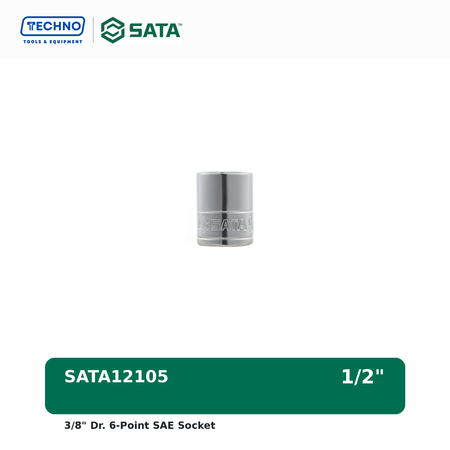 Shop SATA12101-12111 3/8" Dr. 6-point SAE sockets, sizes 1/4" to 7/8". Durable, precision-machined, hand-tool use only. Lifetime warranty. 11 sizes available.