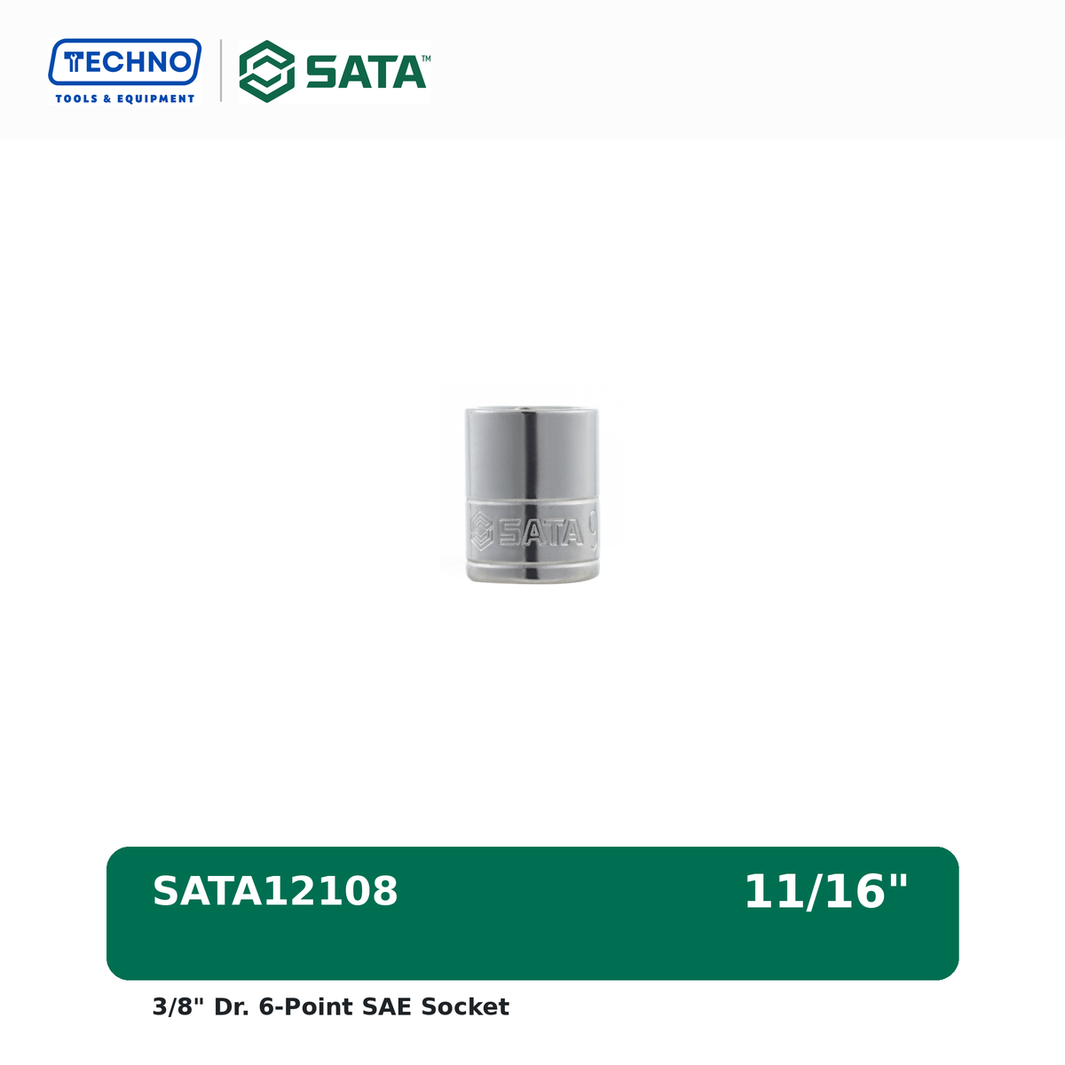 Shop SATA12101-12111 3/8" Dr. 6-point SAE sockets, sizes 1/4" to 7/8". Durable, precision-machined, hand-tool use only. Lifetime warranty. 11 sizes available.