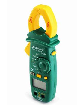 SATA 03022 AC/DC clamp multimeter measures voltage, current, resistance, capacitance & frequency with backlight & data-hold function.