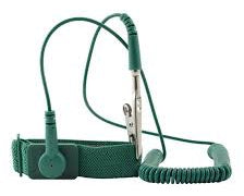 SATA 03310 ESD wrist strap with stretchable 2.5m coil, knitted mesh design & 0.1s static discharge. Safe for clean room use.