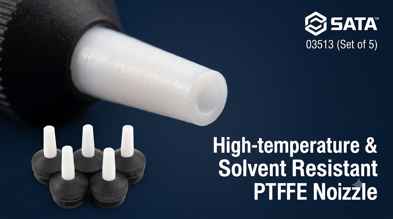 SATA 03512 aluminum desoldering pump with strong suction & PTFE nozzle. 03513 replacement tips (5pc) also available.