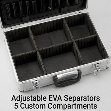 SATA 03601 16" aluminum tool case with rigid metal frame, ABS cover & EVA separator. Wear & rust resistant, durable storage for tools.
