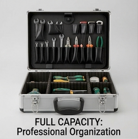 SATA 03601 16" aluminum tool case with rigid metal frame, ABS cover & EVA separator. Wear & rust resistant, durable storage for tools.