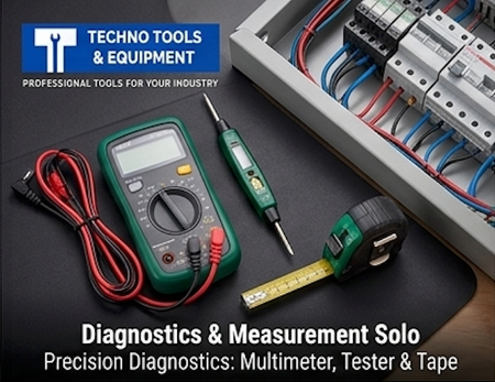 SATA 03795 32-pieces electrician tool set with multimeter, pliers, screwdrivers, soldering iron & more, all in a durable carry case.