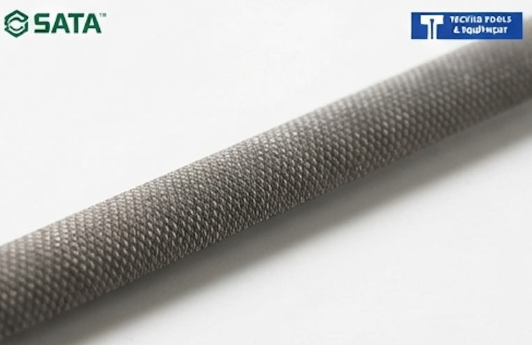 SATA 03972 round file, second cut, 8", carbon tool steel with 63-66HRC hardness. Uniform teeth for efficient, precise filing work.