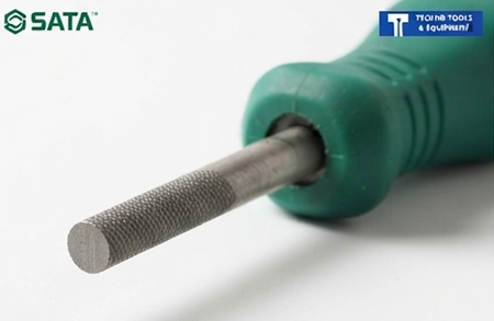 SATA 03972 round file, second cut, 8", carbon tool steel with 63-66HRC hardness. Uniform teeth for efficient, precise filing work.