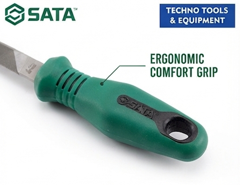 SATA three square second cut files, carbon tool steel, 63-66HRC hardness. Available in 6" or 8" for precise triangular filing work.