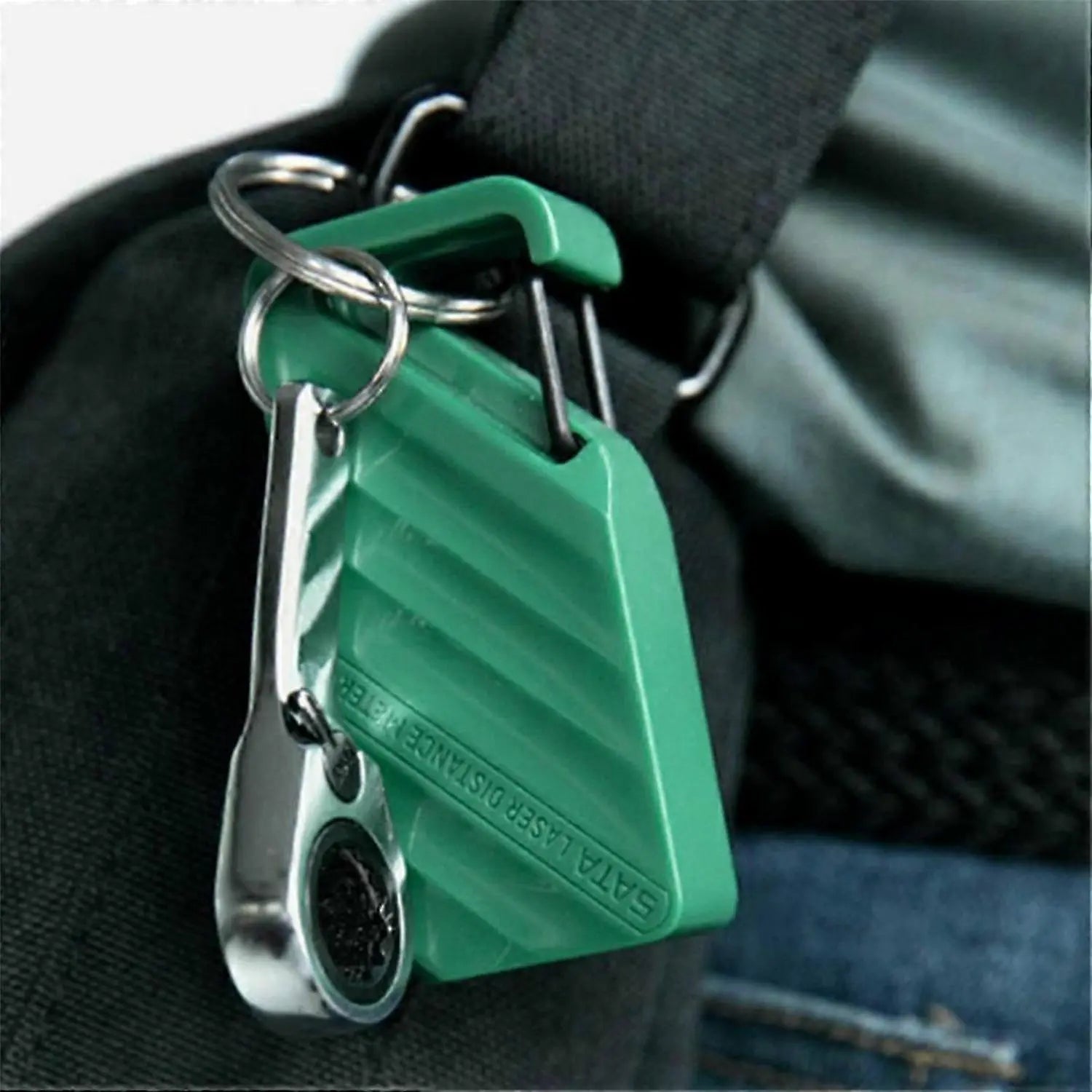SATA 05202 rangefinder mini laser meter attached with a keychain hook