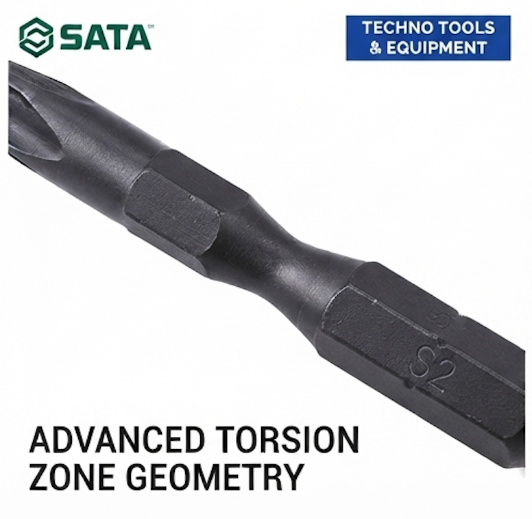 SATA 05488 26-piece impact bit set, S2 steel, torsion zone design for impact drivers. Phillips, slotted, Torx & hex bits included.