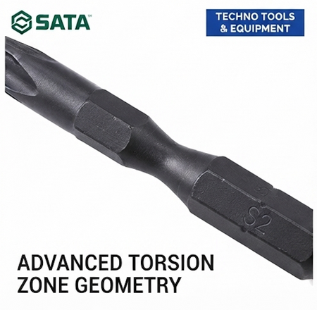 SATA 05488 26-piece impact bit set, S2 steel, torsion zone design for impact drivers. Phillips, slotted, Torx & hex bits included.