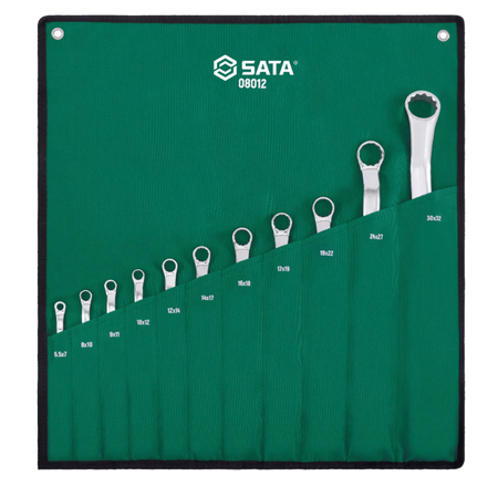 SATA 08012 11-piece double box end wrench set, metric 5.5-32mm. Durable, precision-forged wrenches for secure fastener grip.