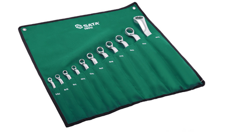 SATA 08012 11-piece double box end wrench set, metric 5.5-32mm. Durable, precision-forged wrenches for secure fastener grip.