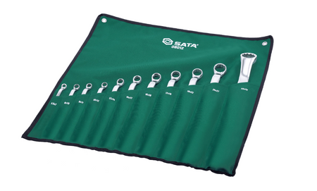 SATA 08012 11-piece double box end wrench set, metric 5.5-32mm. Durable, precision-forged wrenches for secure fastener grip.