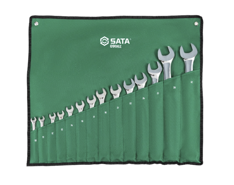 SATA 09062 14-piece combination wrench set, metric 10-32mm. Durable, precision-forged wrenches for a wide range of fasteners.