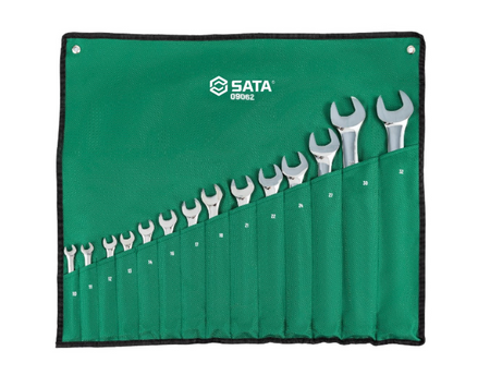SATA 09062 14-piece combination wrench set, metric 10-32mm. Durable, precision-forged wrenches for a wide range of fasteners.