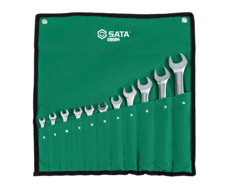 SATA 09064 11-piece combination wrench set, metric 8-24mm. Durable, precision-forged wrenches for a wide range of fasteners.
