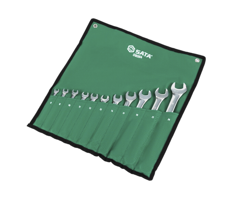 SATA 09064 11-piece combination wrench set, metric 8-24mm. Durable, precision-forged wrenches for a wide range of fasteners.