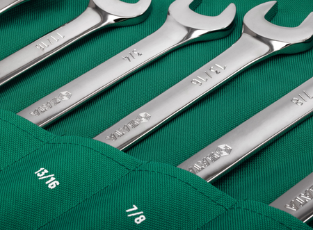 SATA 09069 14-piece full polish combination wrench set, SAE 3/8"-1-1/4". Durable, precision-forged for versatile use.