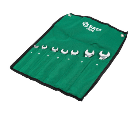 SATA 09070 7-piece combination wrench set, metric 8-19mm. Durable, precision-forged wrenches for everyday fastening tasks.
