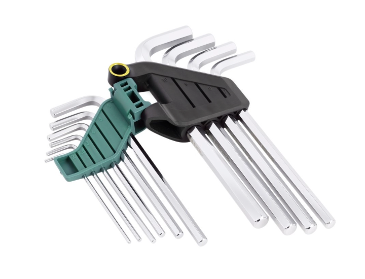 SATA 09110 10-piece long arm hex key set, metric 2-10mm. SVCM+ steel for higher torque, fully polished chrome finish.