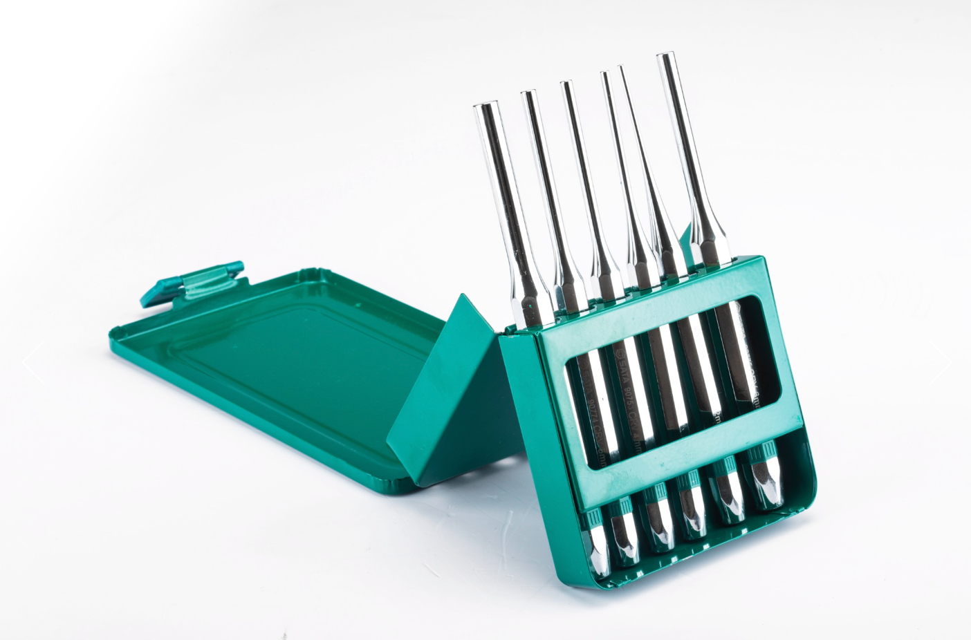 Shop the SATA 09162 6-Piece Pin Punch Set: Cr-V steel, chrome plating, sizes 2-8mm, 150mm length. Durable, rust-resistant, SATA lifetime warranty included.