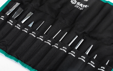Shop the SATA 09164 13-Piece Punch & Chisel Set: 60Cr-V steel, chrome-plated, includes center punches, pin punches, taper punch & chisels. Lifetime warranty.