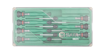 Shop the SATA 09311 6-Piece Precision Slotted Screwdriver Set: SVCM+ alloy steel, sizes 1.0-3.5mm, rotary cap design. Ideal for electronics. Lifetime warranty.