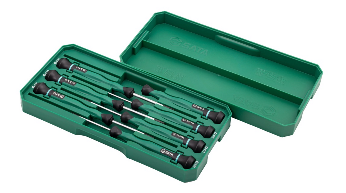 Shop the SATA 09313 6-Piece Precision Torx® Screwdriver Set: SVCM+ alloy steel, sizes T6-T15, rotary cap design. Ideal for electronics. Lifetime warranty.