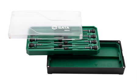 Shop the SATA 09313 6-Piece Precision Torx® Screwdriver Set: SVCM+ alloy steel, sizes T6-T15, rotary cap design. Ideal for electronics. Lifetime warranty.