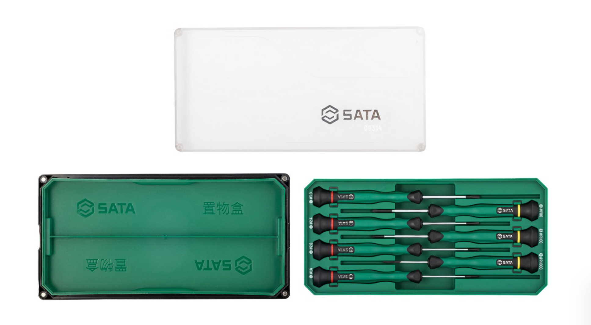 Shop the SATA 09314 7-Piece Precision Screwdriver Set: slotted & Phillips tips, SVCM+ alloy steel, rotary cap design. Ideal for electronics repair.