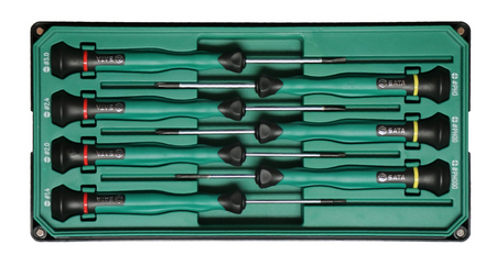 Shop the SATA 09314 7-Piece Precision Screwdriver Set: slotted & Phillips tips, SVCM+ alloy steel, rotary cap design. Ideal for electronics repair.
