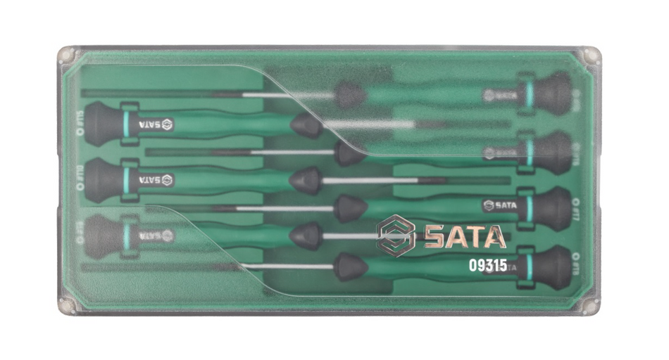 Shop the SATA 09315 7-Piece Precision Torx® Screwdriver Set: SVCM+ alloy steel, sizes T5-T15, rotary cap design. Ideal for electronics. Lifetime warranty.