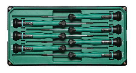 Shop the SATA 09315 7-Piece Precision Torx® Screwdriver Set: SVCM+ alloy steel, sizes T5-T15, rotary cap design. Ideal for electronics. Lifetime warranty.