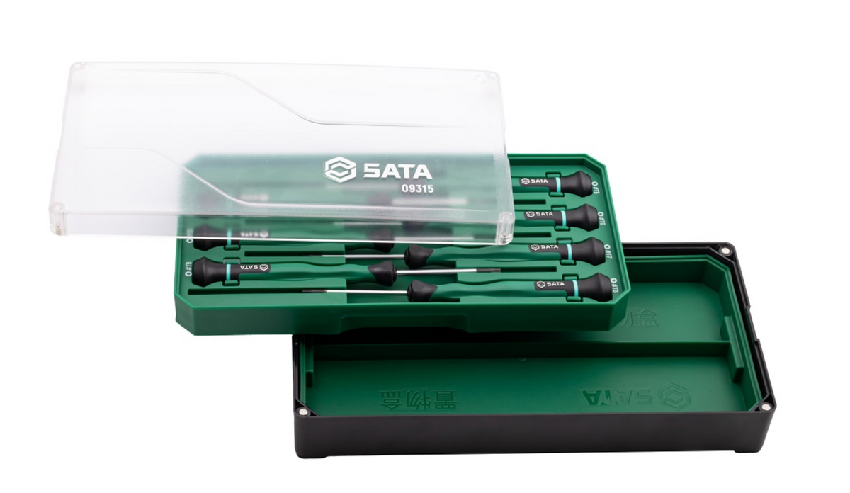 Shop the SATA 09315 7-Piece Precision Torx® Screwdriver Set: SVCM+ alloy steel, sizes T5-T15, rotary cap design. Ideal for electronics. Lifetime warranty.