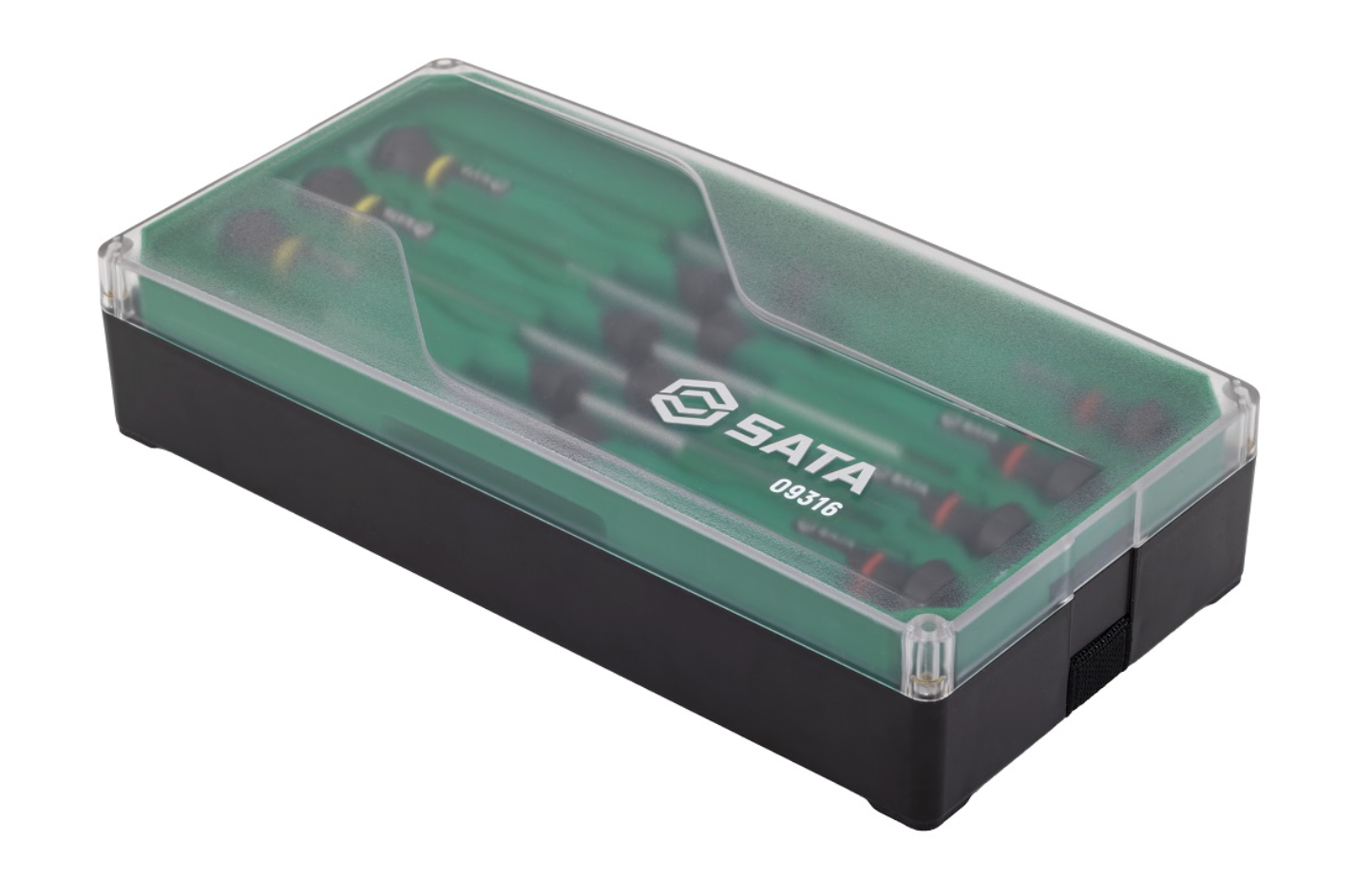 Shop the SATA 09316 9-Piece Precision Screwdriver Set: slotted & Phillips tips, SVCM+ alloy steel, rotary cap design. Ideal for electronics repair.