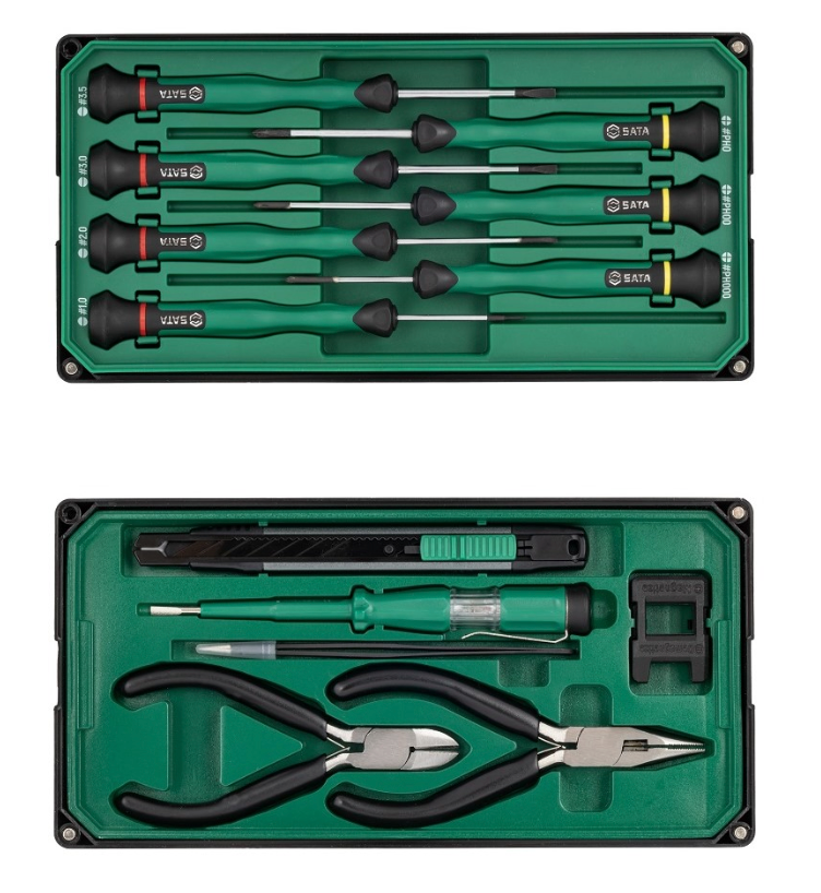 Shop the SATA 09320 13-Piece Electronic Tool Set: slotted & Phillips screwdrivers, S2 alloy steel, magnetic stackable tool box. Precision electronics repair.